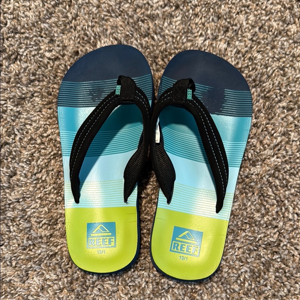 Reef Kids' Blue and Green Flip Flops